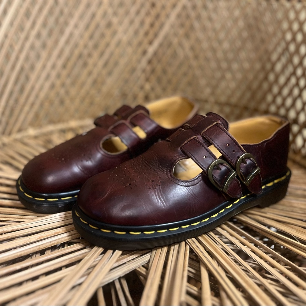 VINTAGE Burgundy Dr Martens 8065 Mary Janes Shoes Made In England UK size 5